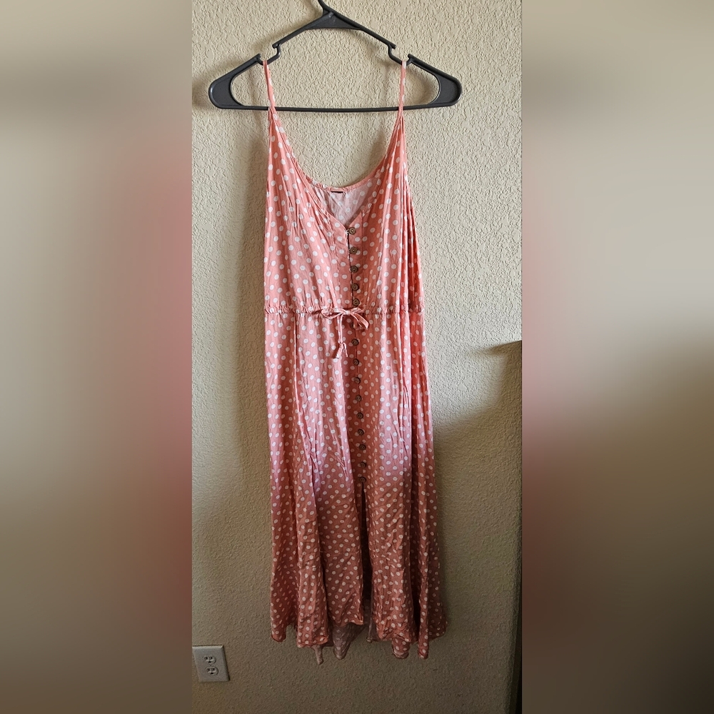 Pink Polka Dot Button-Down Dress